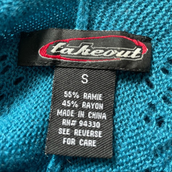 Teal Crochet Bat Wing Top - Small - Picture 5 of 6